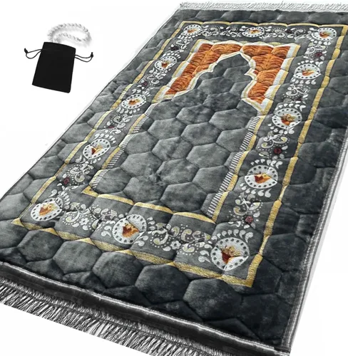 Miniatura 9 de Alfombra de Oración Musulmana Islámica - Alfombra de Oración Sajadah Muy Gruesa y Acolchada para Hombres y Mujeres con Cuentas de Oración del Islam