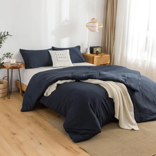Miniatura 8 de COTTEBED Sliky - Juego de edredón suave y esponjoso para cama de tamaño individual, peso ligero para todas las estaciones, fabricado con tela Azul