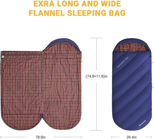 Miniatura 5 de KingCamp Sacos de dormir de franela para adultos, accesorios de campamento para clima frío, mochilero, clima fresco y cálido, saco de dormir de 3