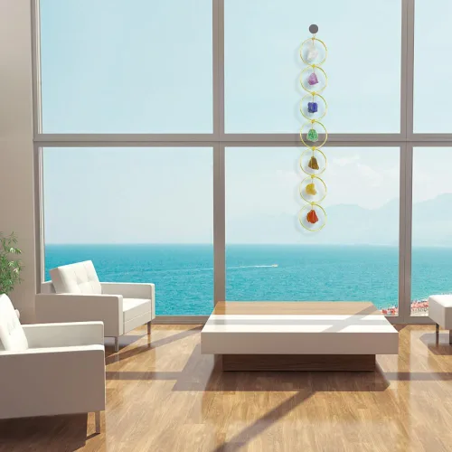 Miniatura 7 de Piedras preciosas curativas hechas a mano, cristales de Feng Shui para decoración de ventanas, ornamento colgante para decoración del hogar