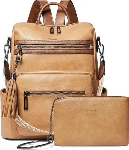 Miniatura 21 de Mochila de cuero Shrrie para mujer, bolso de diseñador de moda para mujer, mochila de viaje convertible, bolso de hombro con muñequera, Mochilas