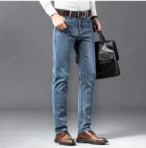 Miniatura 3 de JANTTAWEAR Vaqueros rectos regulares para hombre, jeans elásticos rasgados