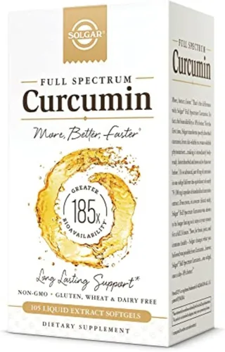 Solgar Curcumina de espectro completo – 105 LiCaps – Absorción superior – Salud cerebral, articular e inmunológica – Vegana, sin gluten, sin OMG,