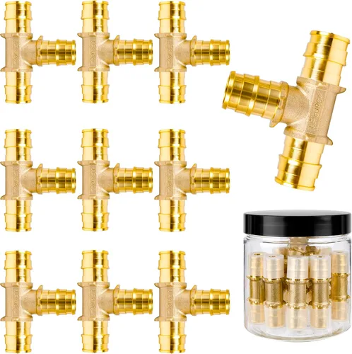 Miniatura 14 de PEX-A - Paquete combinado de accesorios de expansión – 1/2 pulgada en T y codo, paquete de 10 (5 T + 5 codos), latón sin plomo, compatible