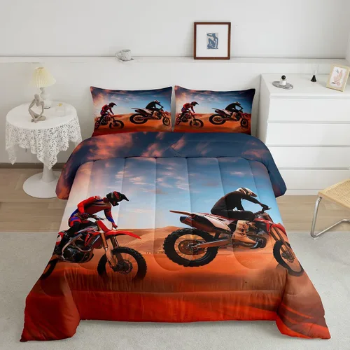 Juego de edredón de bicicleta de tierra Feelyou para motocross, juego de ropa de cama para piloto de motocross, edredón deportivo extremo, edredón