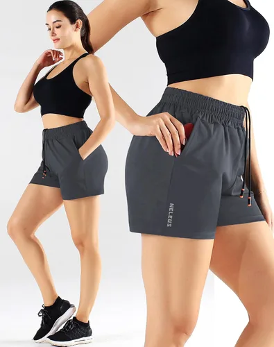 Miniatura 6 de NELEUS Pantalones cortos de correr ligeros para mujer, pantalones cortos atléticos de entrenamiento para yoga con bolsillo
