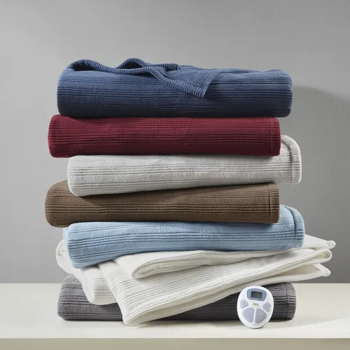 Miniatura 5 de Serta - Manta de forro polar ultrasuave Travis con textura de nervaduras trilobulares, manta eléctrica; cómoda, agradable y abriga y protege