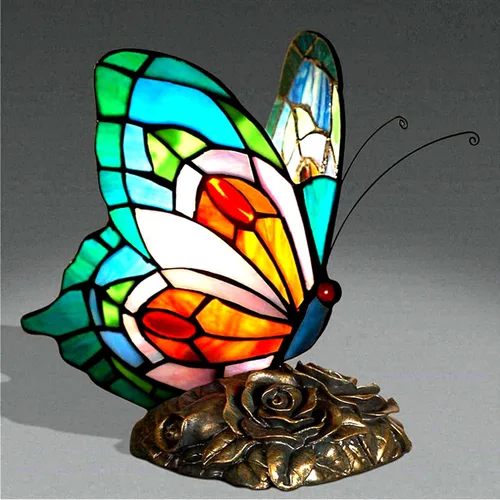 Miniatura 12 de KY&BOSAM Lámpara de Mesa Celta Irlandesa Tiffany Estilo Trébol Lámpara de Escritorio Luz Nocturna de Vidrio Emplomado 14 Pulgadas de Alto 8 Pulgadas