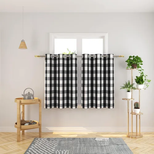 Miniatura 59 de Cortinas de 24 pulgadas de largo con diseño Buffalo Check Gingham Plaid para ventanas de cocina y baño, tratamiento para ventanas con 2 paneles