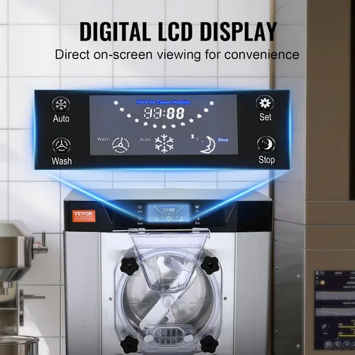 Miniatura 5 de VEVOR Máquina Comercial para Hacer Helados, Rendimiento de 12 L/H, 1713W Máquina para Helados Duros de Un Solo Sabor de Encimera, Cilindro de Acero
