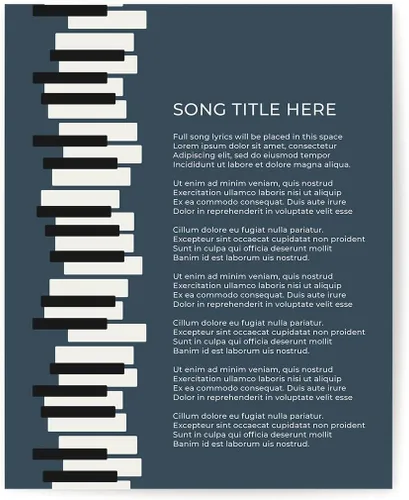 Miniatura 12 de Piano Keys Custom Songs Lyric Wall Art Print, Personalized Music Poster For Gallery Wall (Blue 11x14" Unframed Print)