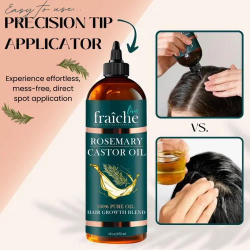 Miniatura 4 de Live Fraiche Aceite de ricino de romero para el crecimiento del cabello, 16 onzas, aceite de romero para el crecimiento del cabello y engrosamiento
