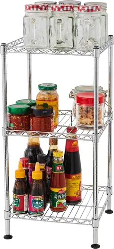 Estanterías de estantes de almacenamiento de 3 niveles, estantes de despensa de acero pesado, estante de alambre ajustable, adecuado para garaje,