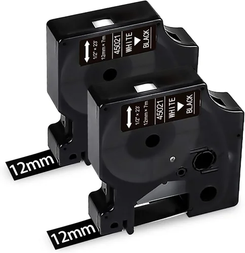 Miniatura 9 de Paquete de 4 recambios para rotuladora Dymo D1, negro sobre transparente 45010 S0720500, 1/2 pulgada x 23 pies cinta de etiquetas transparente D1