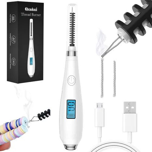 Quemador de Hilos, Cortador de Hilos Recargable por USB con Pantalla LCD, Quema y Derrite Fácilmente, Pluma de Cauterización para Abalorios, Tejido,