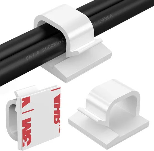 Miniatura 8 de Clips grandes para cables, 40 piezas con cintas adhesivas fuertes, organizador de cables para automóvil, oficina y hogar (negro, L05 (40 unidades)