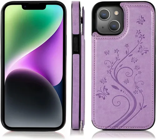 Miniatura 3 de Funda compatible con iPhone 15 Plus de 6.7 pulgadas con protector de pantalla de vidrio templado y tarjetero con soporte para tarjetero, funda
