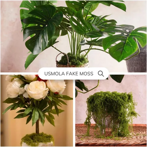 Miniatura 5 de USMOLA Musgo falso de 3.5 onzas para plantas de interior, musgo artificial para centros de mesa, jardines de hadas, terrarios, césped sintético