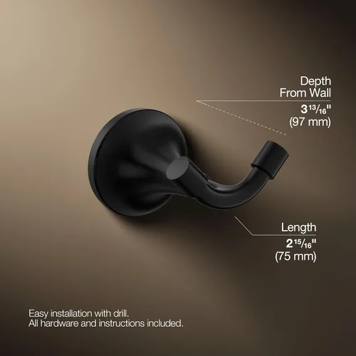 Miniatura 4 de Kohler 27427-BL Tone - Gancho para bata, negro mate