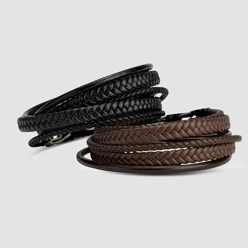 Miniatura 8 de SERASAR Premium Leather Wrap Bracelet Wrap for Men in Black & Brown Different Lengths Stainless Steel Clasp Includes Jewelry Box Great Gift for