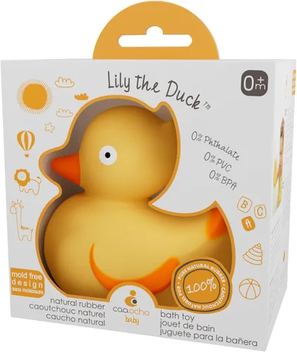 CaaOcho Juguete de baño de goma natural pura – Juguete de goma para bebé de lirio el pato – Juguetes de baño sin agujeros, juguetes de baño sin BPA