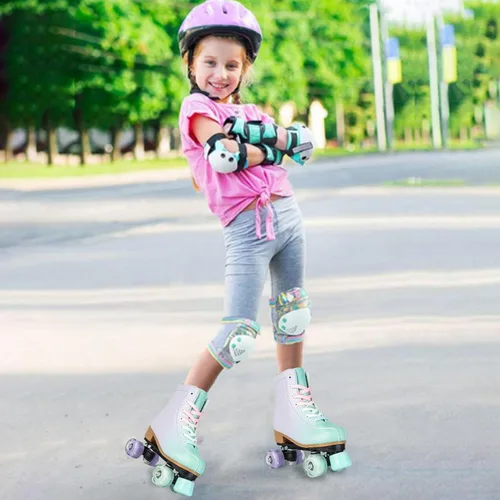 Miniatura 4 de jessie Roller Skates for Girl and Women, PU Leather Flash Kids Roller Skates, Fantasy Adjustable Four-Wheel Beginner Girl Skates Roller Skates Girls