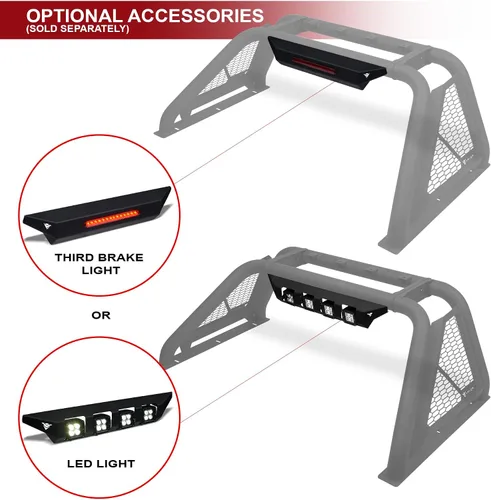 Miniatura 7 de Armordillo CRB Barra Antivuelco Rack de Persecución Para Camiones de Tamaño Completo de 1/2 Tonelada Soportes de Luz LED 04-24 F150 F-150 07-18
