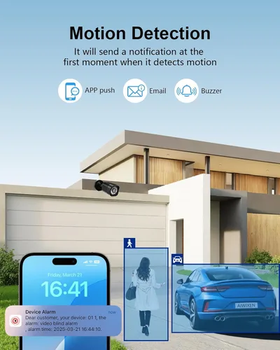 Miniatura 7 de Sistema de cámara de seguridad con cable de 1080P, DVR de vigilancia CCTV AIWIXEN 8CH con disco duro de 1 TB, 4 x cámaras de seguridad con cable
