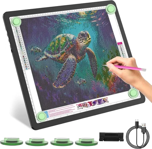 YINGWOND Almohadilla de luz recargable A3 para pintura de diamantes con batería de 4000 mAh, botones físicos laterales, tablero de luz de arte de