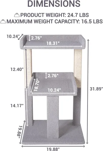 Miniatura 8 de Naomi Home Lulu - Torre grande para gatos con 2 plataformas espaciosas, condominio resistente para gatos con postes rascadores de sisal, diseño
