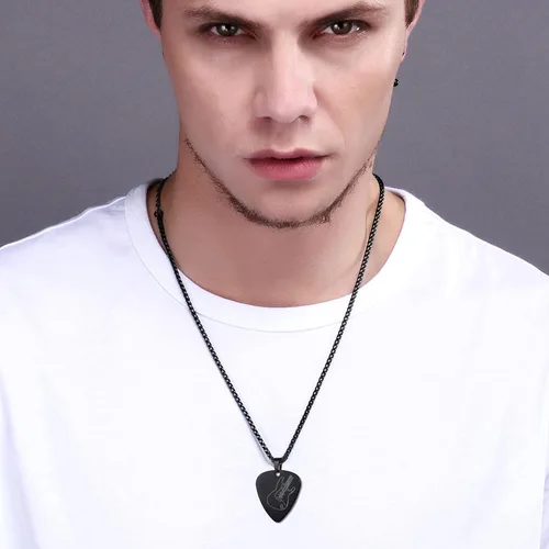 Miniatura 9 de U7 Collar de Música Punk Hip Hop, Púa de GuitarraGuitarraMicrófonoAuriculares Colgante con Cadena para Hombres y Mujeres, Joyería de Música R&B