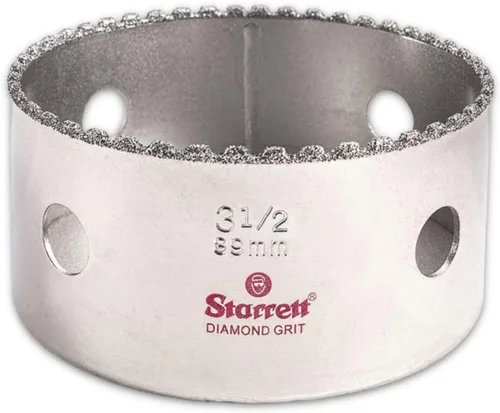 Starrett Sierra de agujero de grano de diamante, ideal para perforar agujeros de diámetro pequeño, diámetro de 3-1/2 pulgadas, profundidad de corte