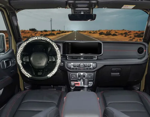 Miniatura 7 de KAFEEK - Funda para volante de leopardo, universal de 14.5 a 15 pulgadas, protector de volante de automóvil de cuero de microfibra, comodidad