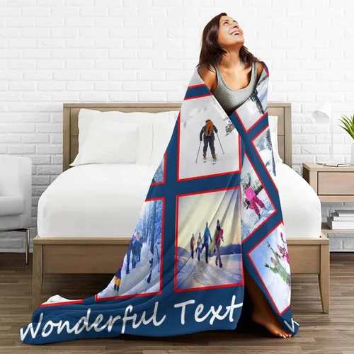 Miniatura 5 de mamz Manta personalizada con texto fotográfico, manta personalizada con imagen para bebé, madre, padre, adultos, amigos, amantes, perros, mascotas