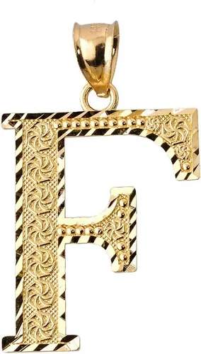 Miniatura 7 de Colgante personalizado de oro amarillo de 10 quilates con letras iniciales A-Z
