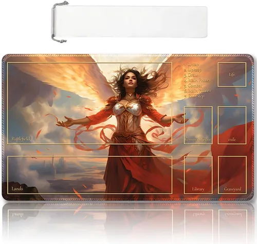 Tapete de juego MTG cosido de alta calidad con zonas y parte trasera de goma antideslizante, tapete de juego TCG para MTG y otros juegos de cartas,