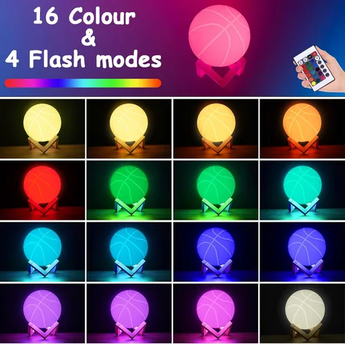 Miniatura 2 de Luz nocturna de baloncesto, regalos para papás y hombres aficionados al baloncesto, lámpara de habitación con control remoto, 16 colores cambiantes