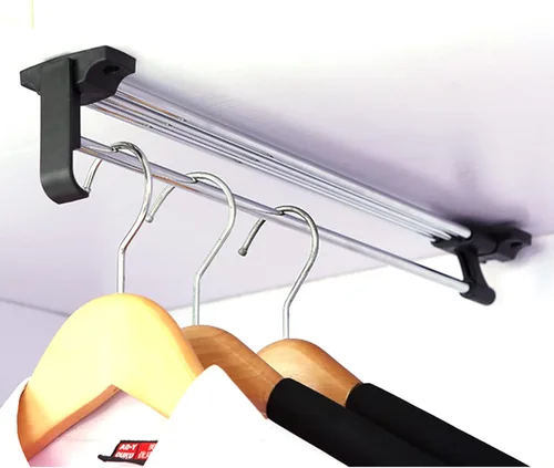 Barra extraíble de armario resistente para colgar ropa, barra de ropa Autuwintor ajustable para armario, con tornillos de montaje, acero laminado en