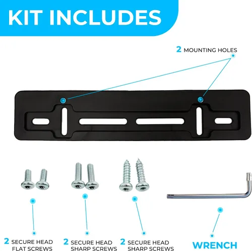 Miniatura 3 de Soporte de montaje de placa de matrícula del parachoques delantero para Mercedes-Benz 2000-2024 + Kit de tornillos y llave