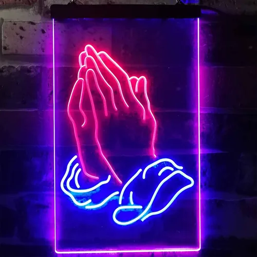 Miniatura 2 de ADVPRO Praying Hands Home Display Dual Color LED Neon Sign Blue & Red 8.5" x 12" st6s23-i3264-br