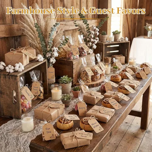 Miniatura 3 de Koogel 100 etiquetas de papel kraft con cuerda, etiquetas de regalo para bodas, bebés y despedidas de soltera
