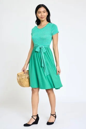 Miniatura 3 de Eloges - Vestido midi de manga corta en contraste para mujer con bolsillos S-3X Plus