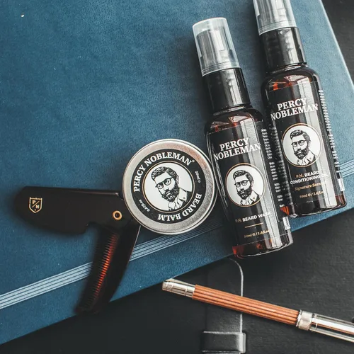 Miniatura 3 de Percy Nobleman Kit de aseo para barba: juego de regalo con aceite perfumado para barba (1.7 onzas líquidas), lavado de barba (1.7 onzas líquidas)