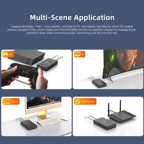 Miniatura 5 de MAIWO Caja de disco duro USB-C de 6 Gbps para HDD/SSD de 3.5 pulgadas/2.5 pulgadas, aleación de aluminio, fuente de alimentación de 12 V/2 A