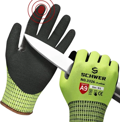 Miniatura 15 de Guantes de trabajo resistentes a los cortes de nivel más alto ProGuard PR3326 de Schwer para protección extrema, guantes ANSI A9 con pulgar