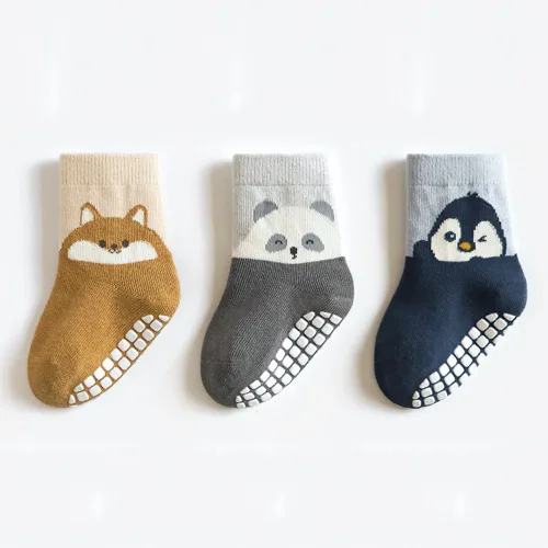 Miniatura 7 de Calcetines tobilleros antideslizantes para niños pequeños con pinzas para recién nacidos, elásticos, para bebés de 1 a 3 años, 3 pares