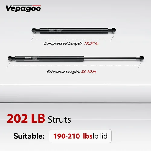 Miniatura 2 de Vepagoo Puntales de Gas de 35 pulgadas 202Lb/899N Puntales de Gas para Tapa de Servicio Pesado Soporte de Elevación con Amortiguador Resorte