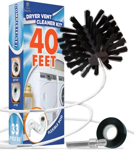 El kit profesional de limpieza de ventilación de secadora (40 pies) innovador removedor de pelusa reutilizable de nailon fuerte | Cepillo flexible