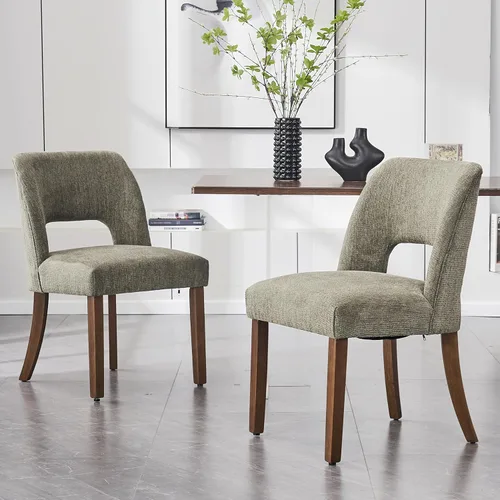 VKNOW Juego de 2 sillas de comedor de madera, silla de comedor tapizada en tela moderna, silla de cocina, silla de cena de granja para cocina y Verde