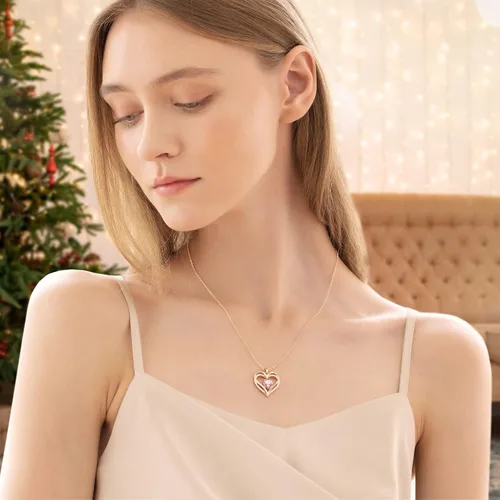 Miniatura 4 de CDE Collares de piedra natal para mujer, plata de ley 925, collar con colgante de corazón para siempre, Navidad, cumpleaños, aniversario, día de San